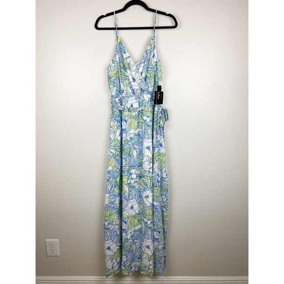 Lulu's Sunrise in Paradise Blue Multi Tropical Print Maxi Dress Size M NWT - Picture 4 of 15